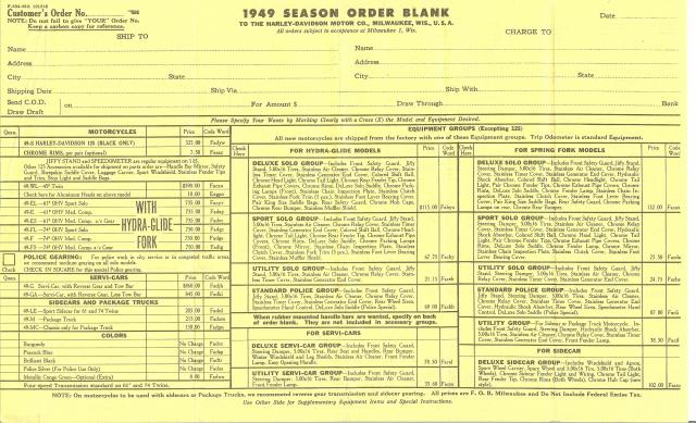 1949 order blank