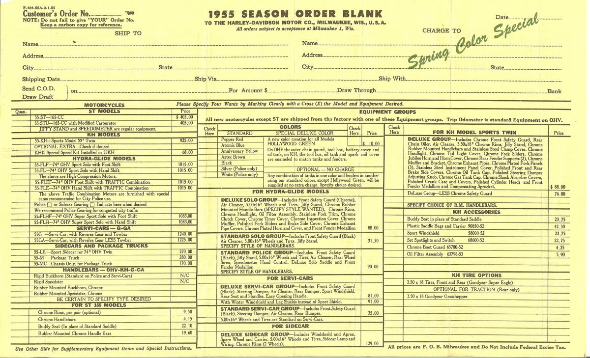 1955 Order Blank