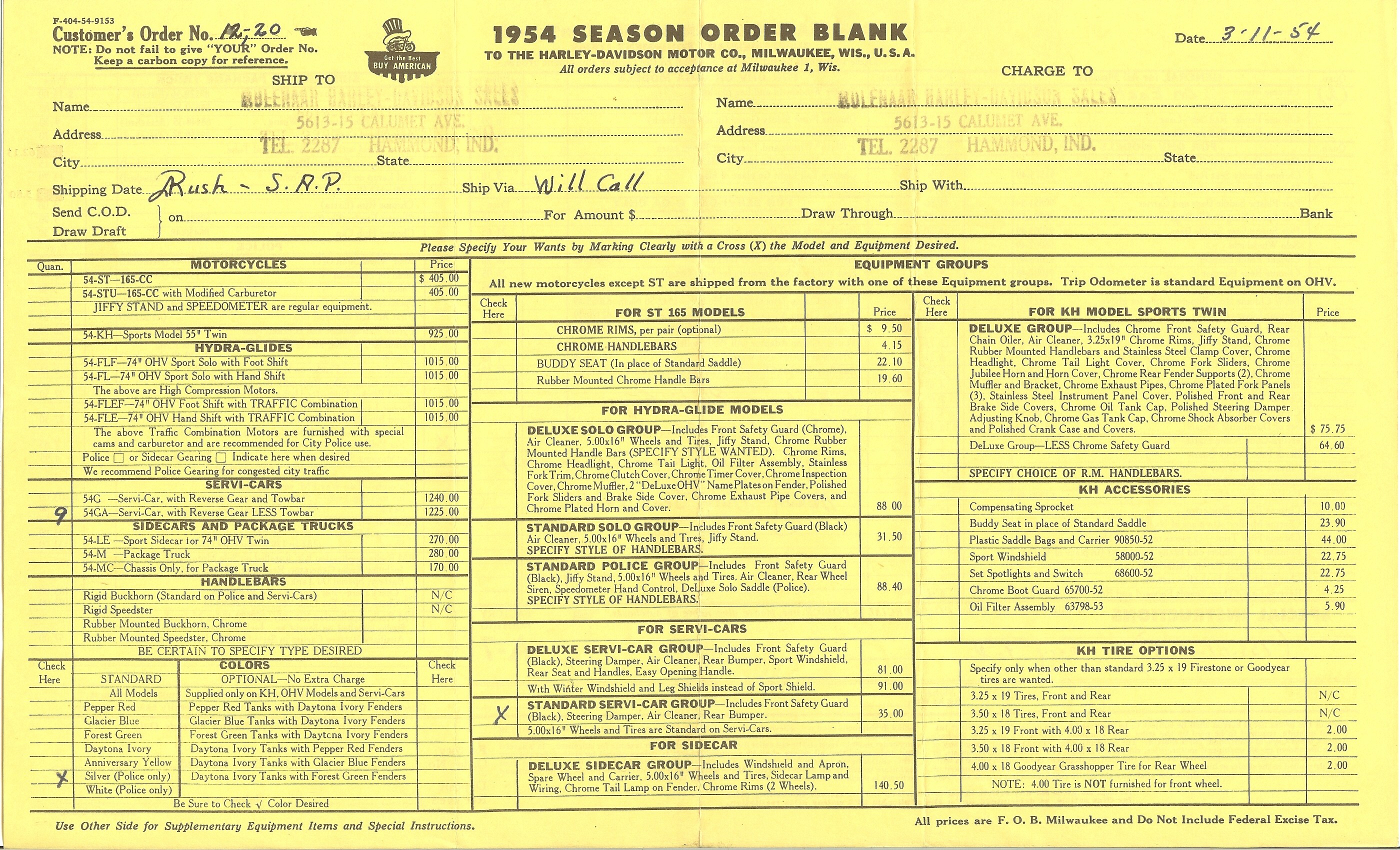 1954 orderblank