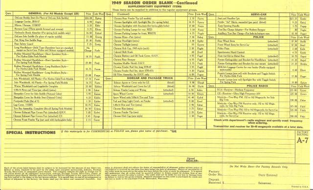 1949 order blank rear