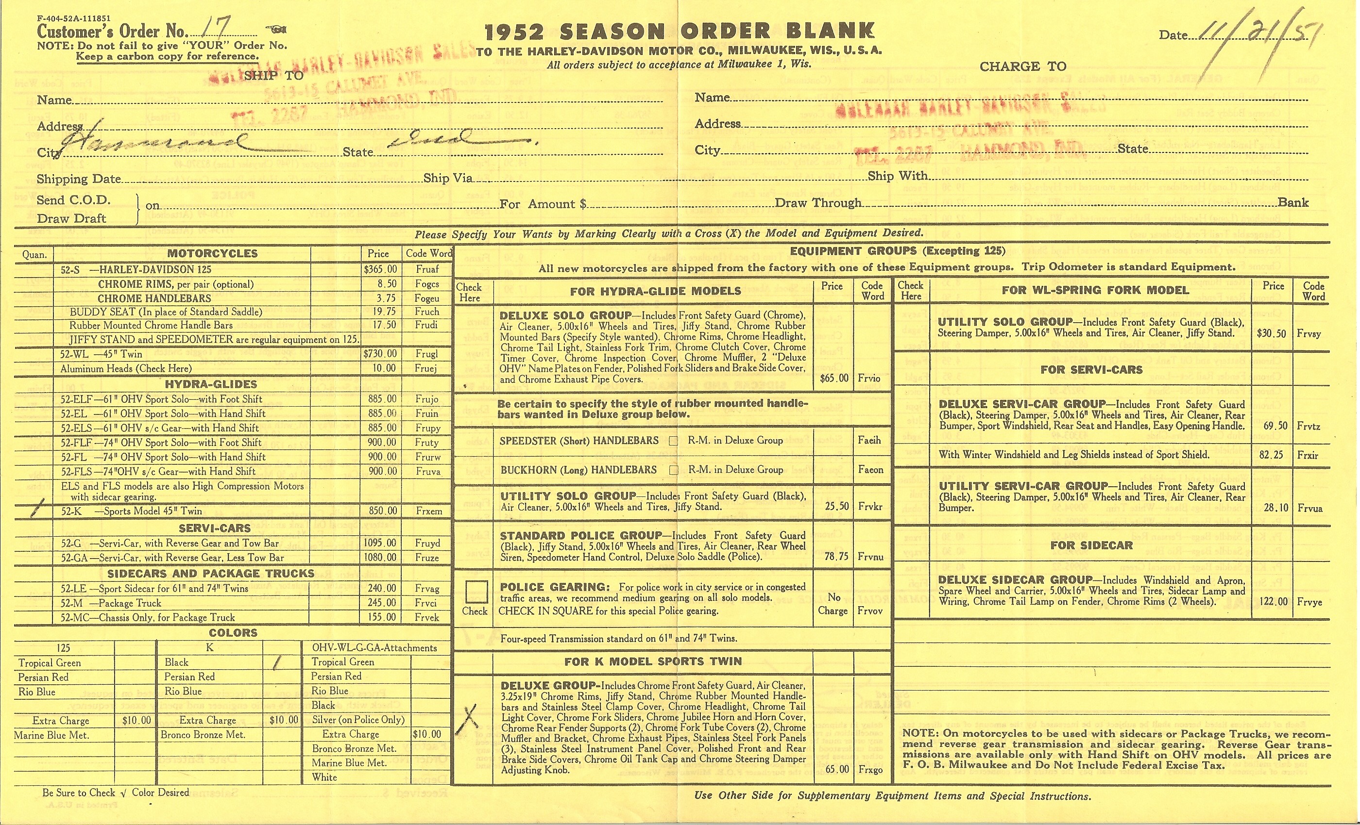 1952 A orderblank